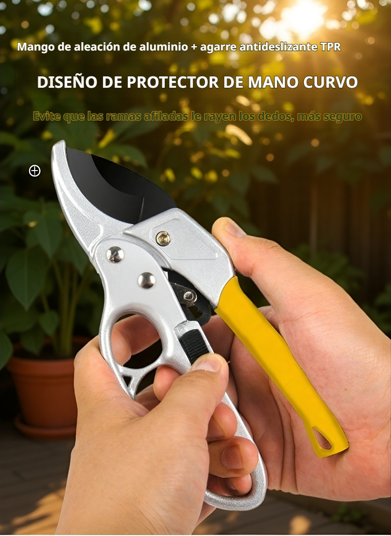 Corte preciso con tijeras de acero inoxidable para jardín