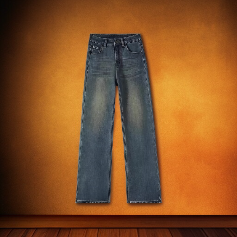 女性用ゆったりレトロワイドレッグクロッチカバージーンズ ナロー・スプリング・ハイウエスト・パデッド・ドラッグ・パンツ ジーンズゆったりワイドストレート股下カバー春秋トップス