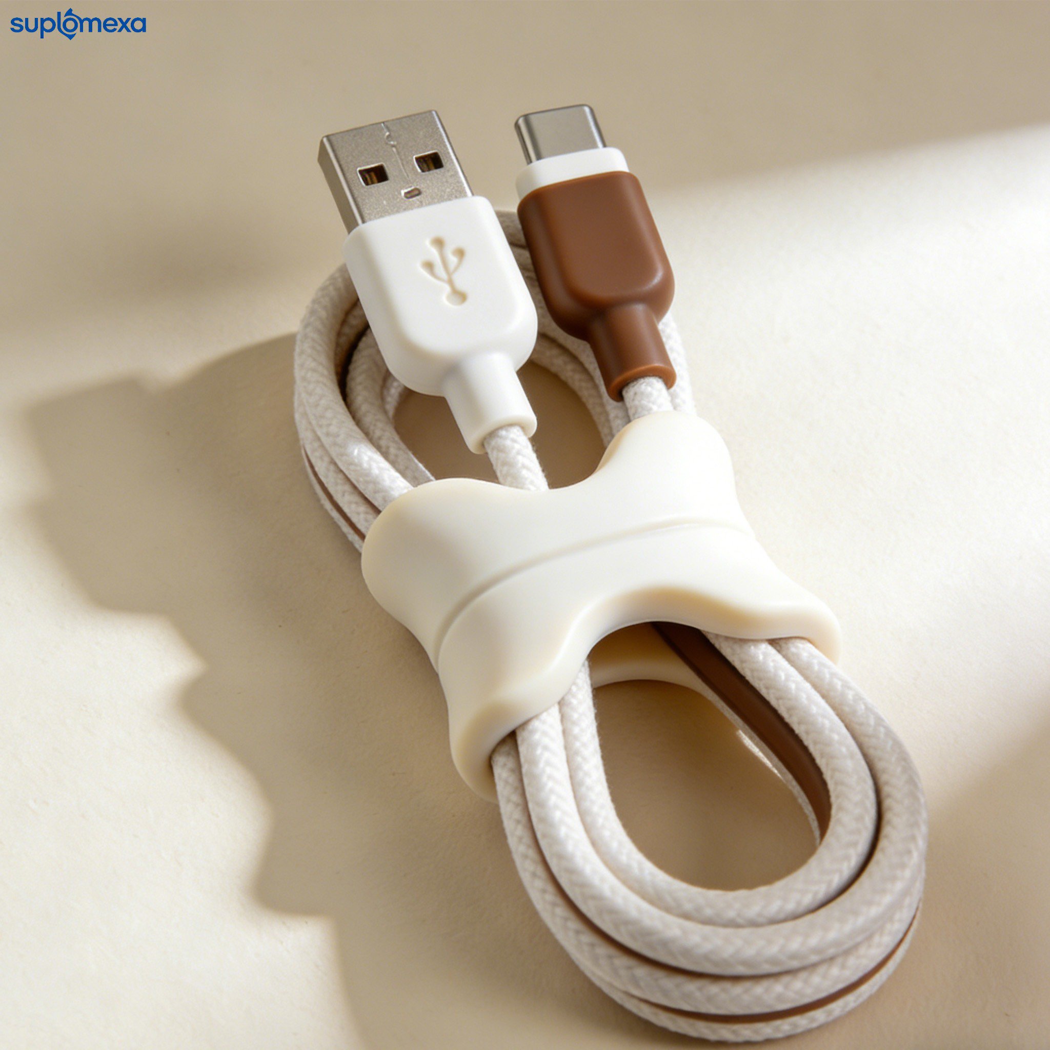 スマホと接続された高速充電ケーブルの使用例