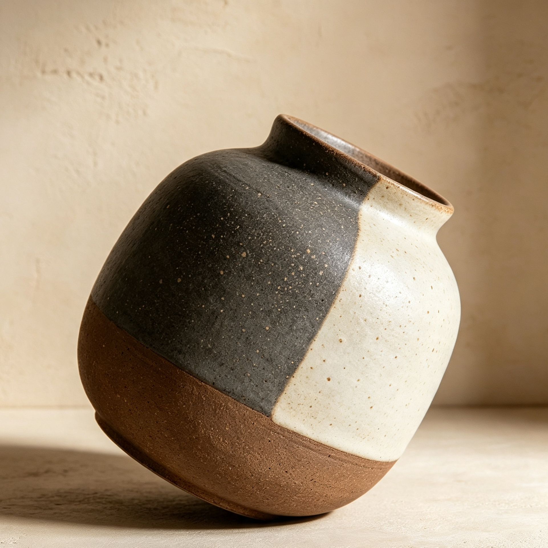 Color-blocked earthenware vases (3 pieces)