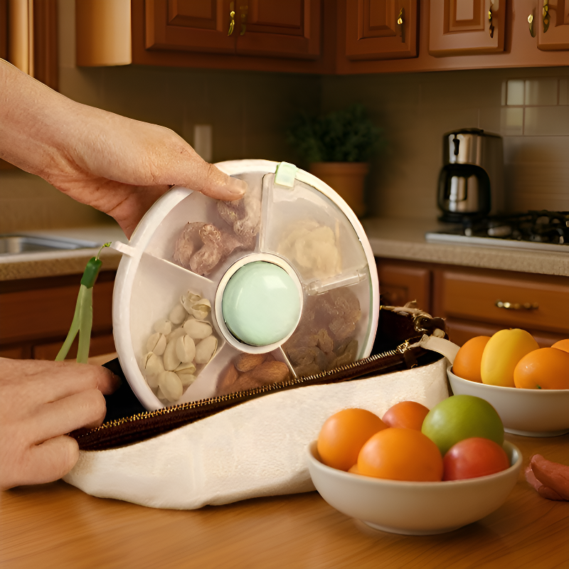 キッチンに置かれたスナック回転収納ボックス