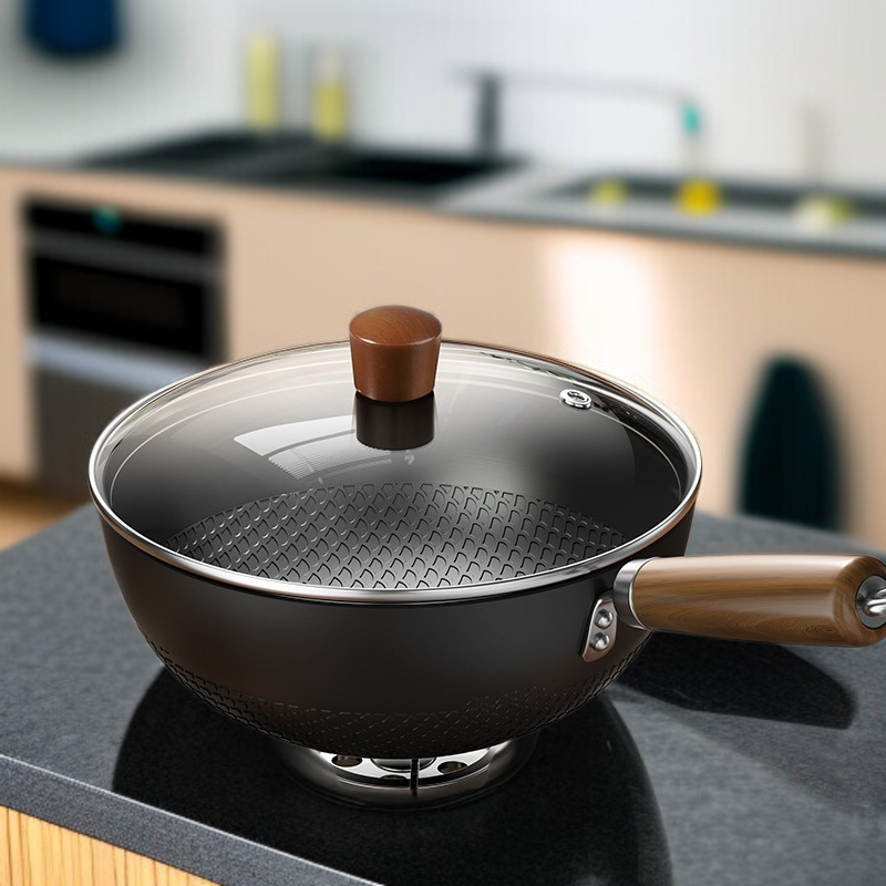 가정용 무코팅 가마솥 프라이팬 프라이팬 1인용 경량 가정용 인덕션 적용 미니 무접착 가마솥