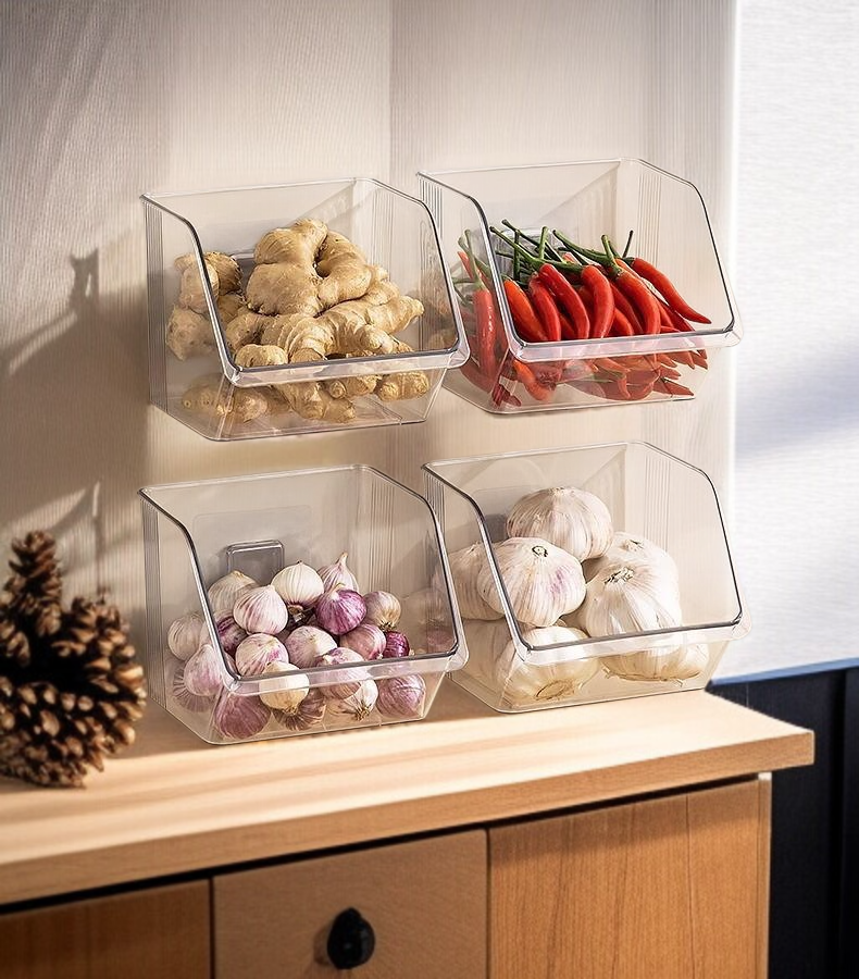 벽걸이 파 생강마늘 투명 수납함 전체 이미지