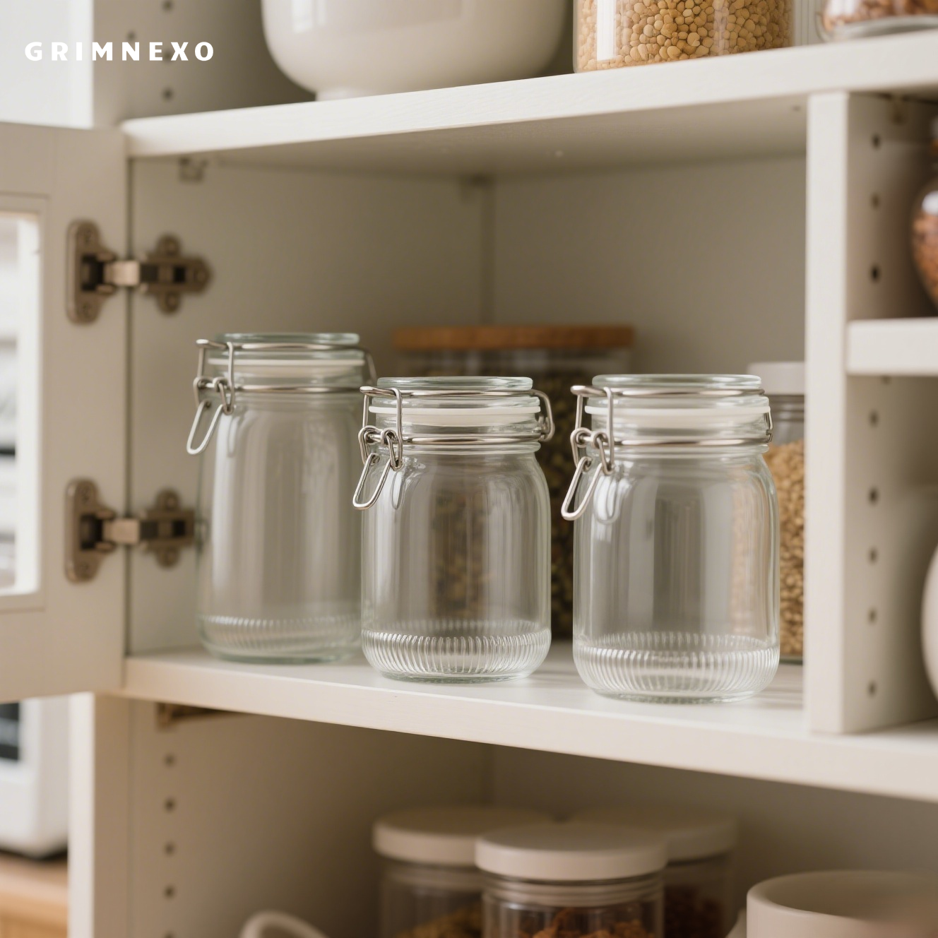 Transparent storage jar set for kitchen organization