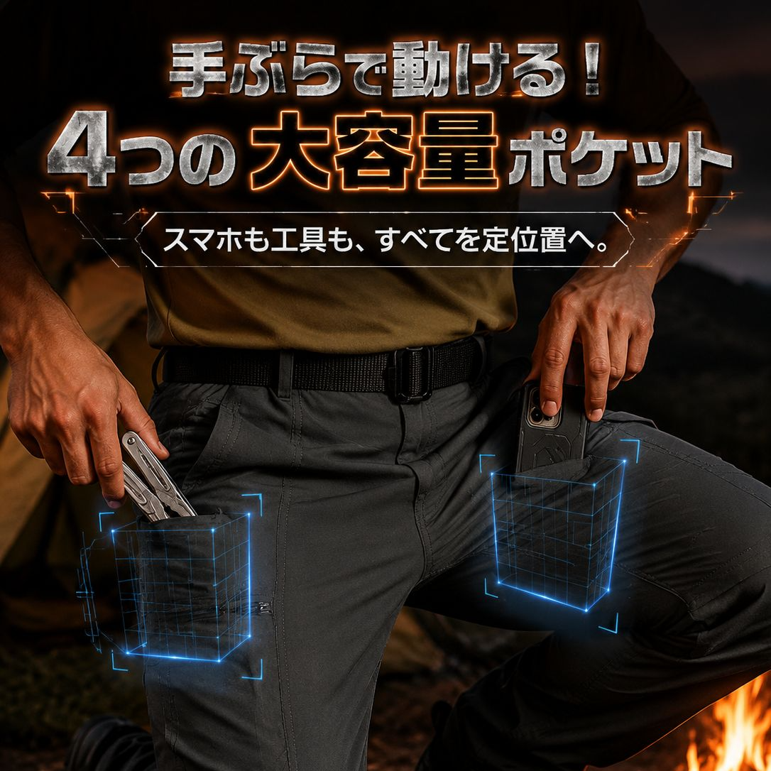 メンズ用速乾性2WAYロングパンツ