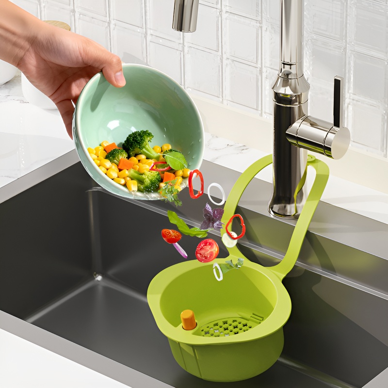 キッチン用ワンプッシュ水切りバスケット