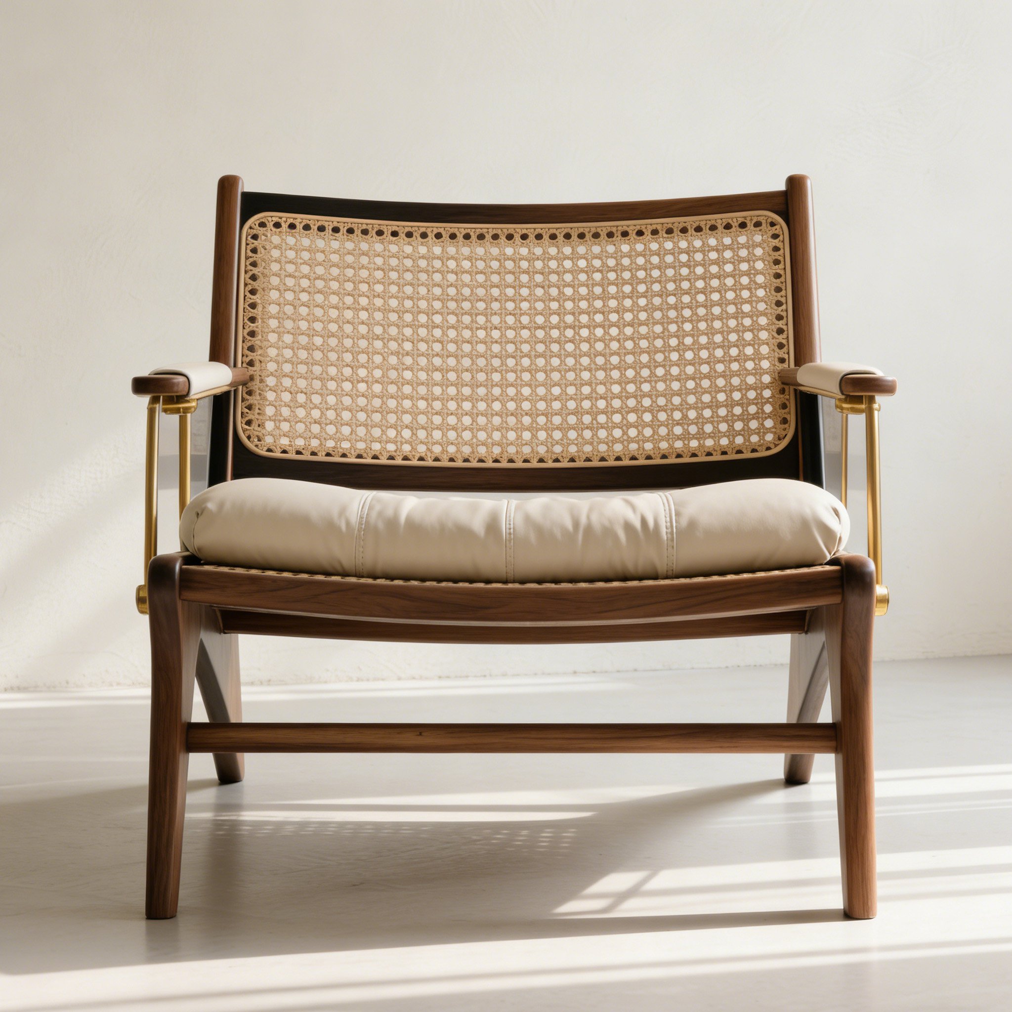 เก้าอี้ไม้หวายแบบมีที่เท้าแขนดีไซน์คลาสสิก