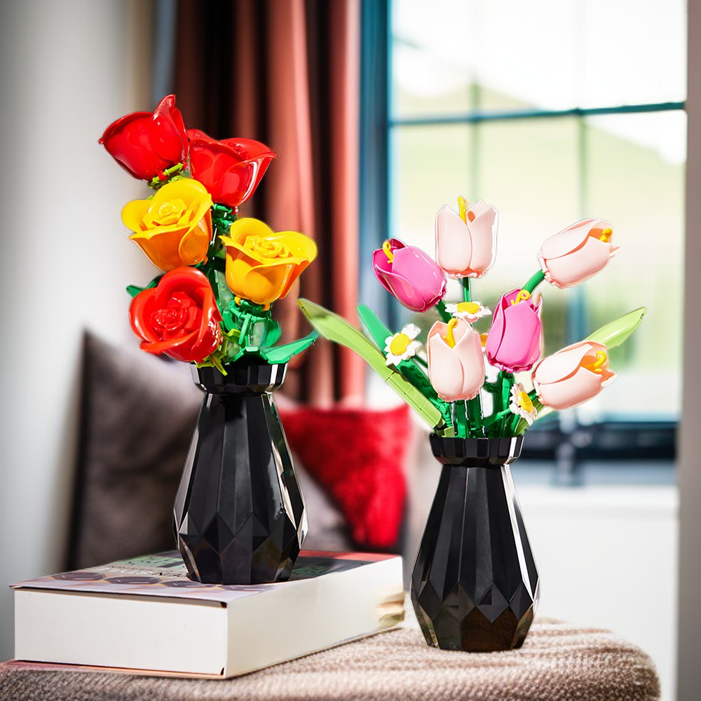 튤립 미니 블록 꽃다발 장난감 조립 선물