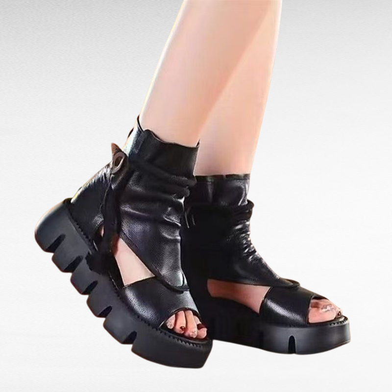 Summer Women's High-Cut Platform Roman Sandals, Stylish Wedge Open-Toe Design