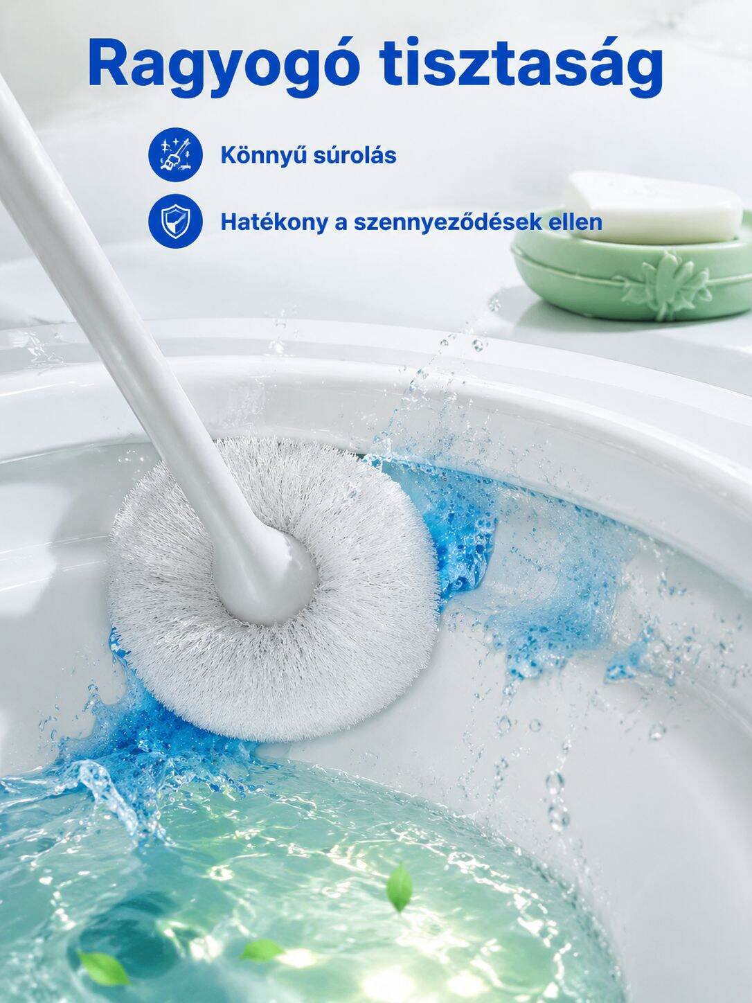 Kényelmes fogású tisztítókefe fürdőszobához