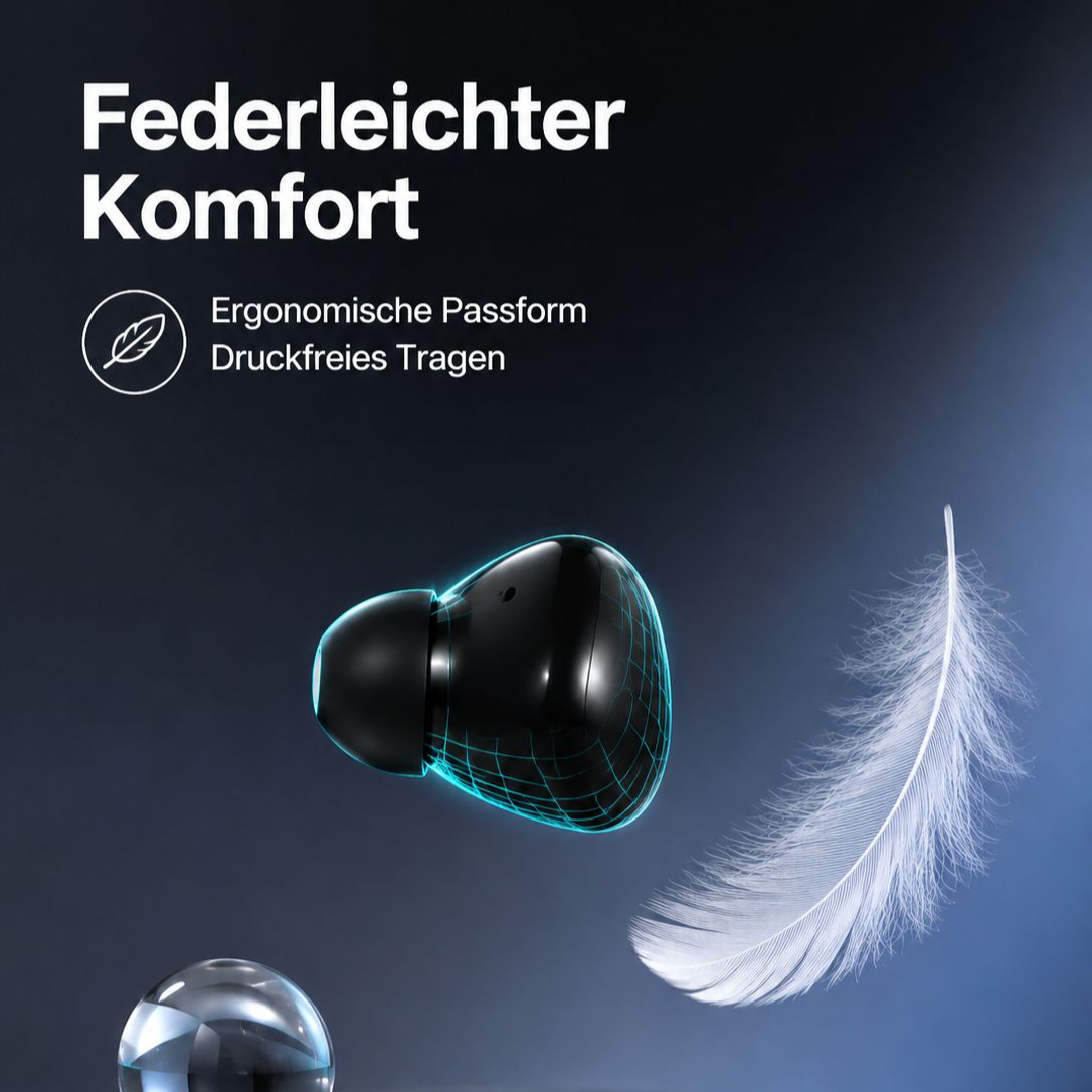 Bluetooth 5.3 Halb In-Ear Kopfhörer, Aktive Geräuschunterdrückung