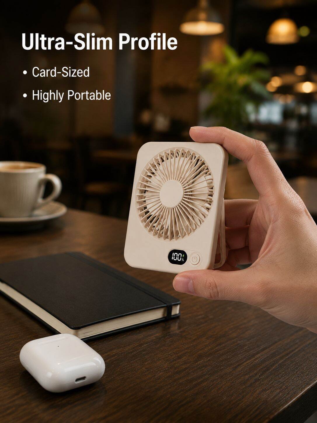 Portable Silent Desktop Digital Card Fan for Dormitory/Outdoor Camping