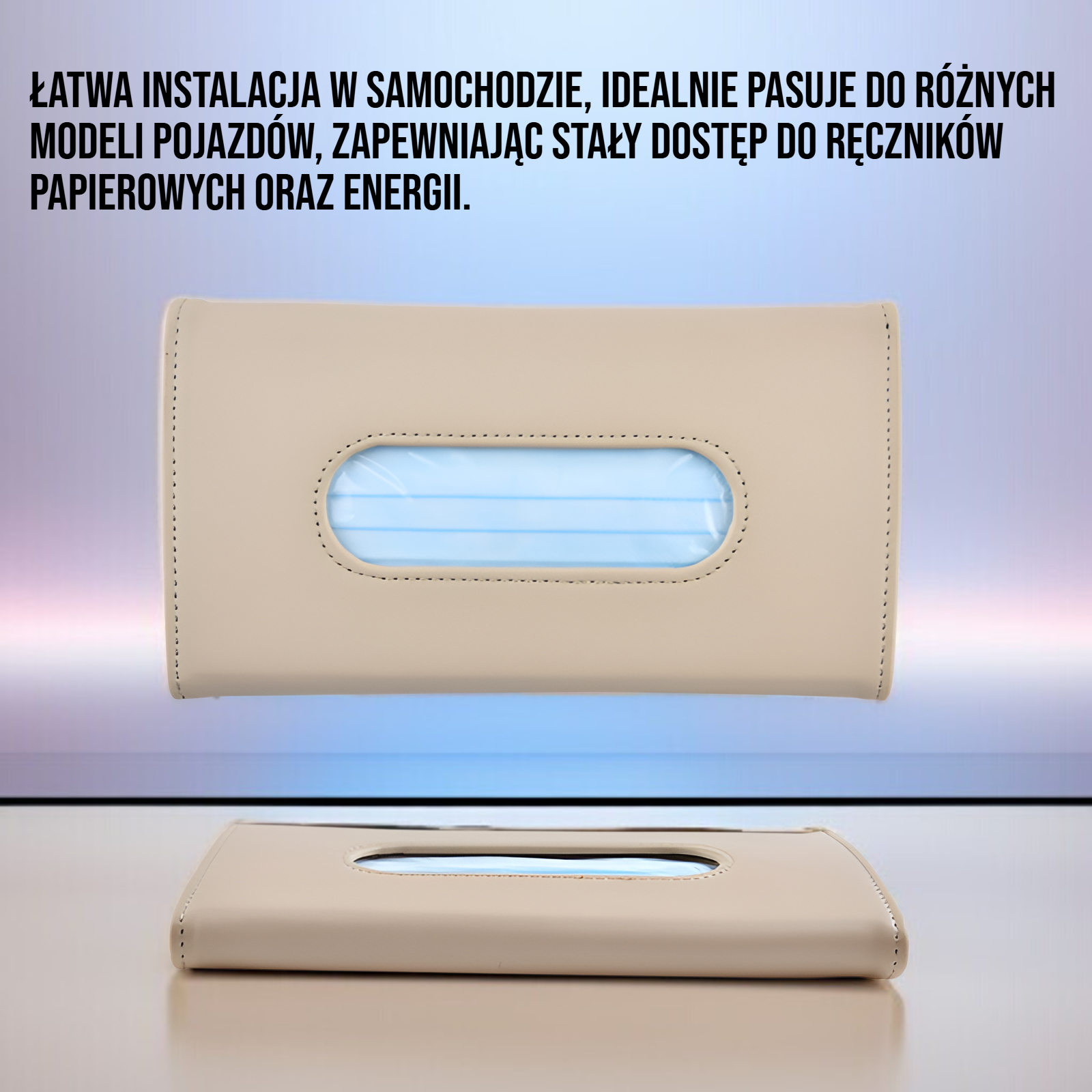 Pojemnik na ręczniki z panelami słonecznymi – widok z wnętrza samochodu