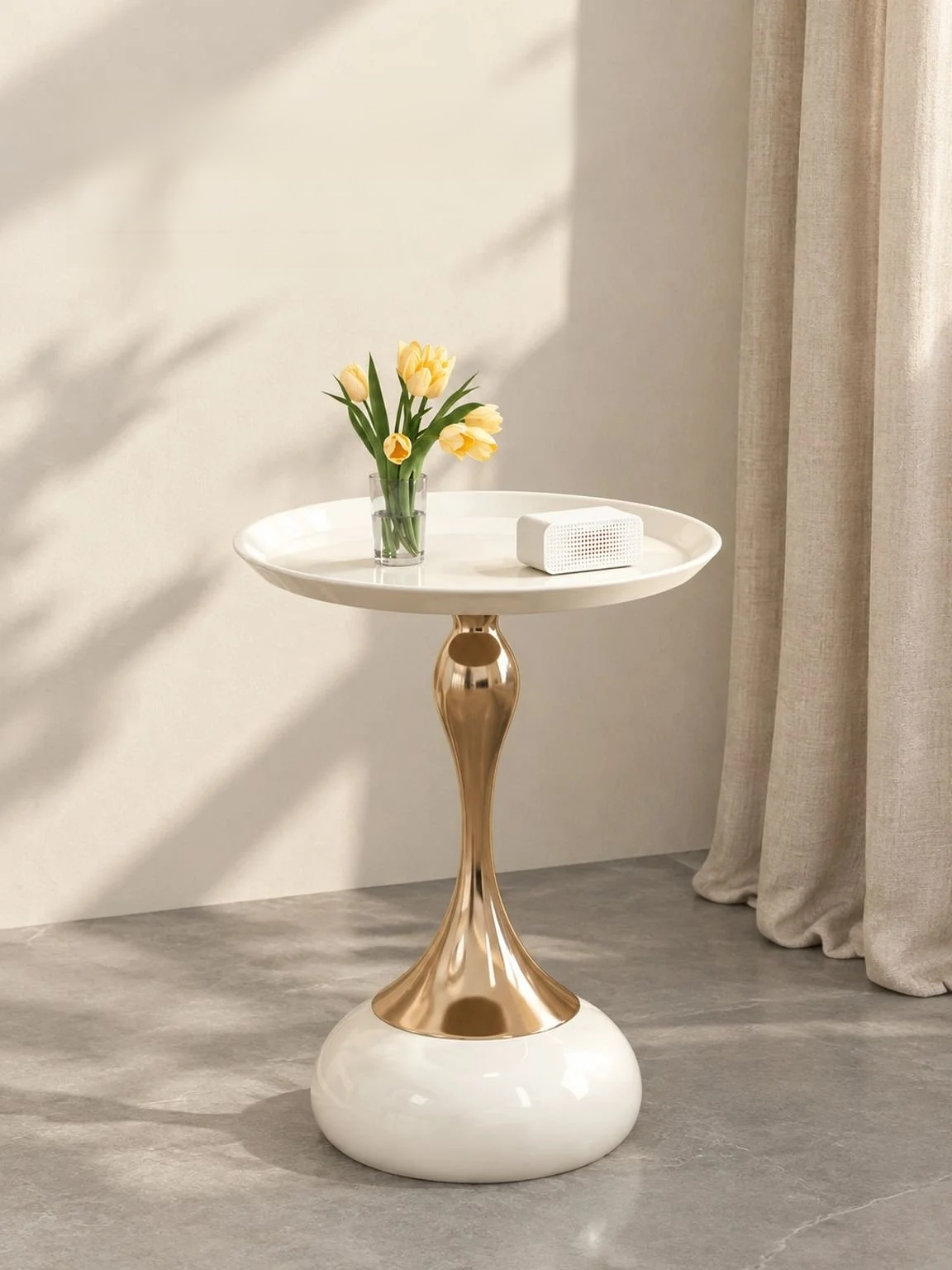 Round wrought iron table suited to compact spaces