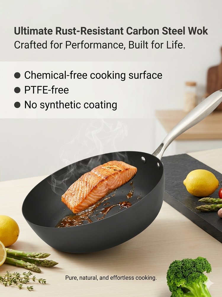 [Reusable for 30 years]Ultimate Rust-Resistant Carbon Steel Wok