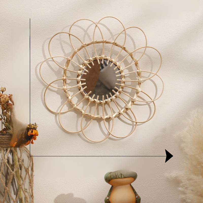 Handmade Bamboo Woven Glass Wall Mirror