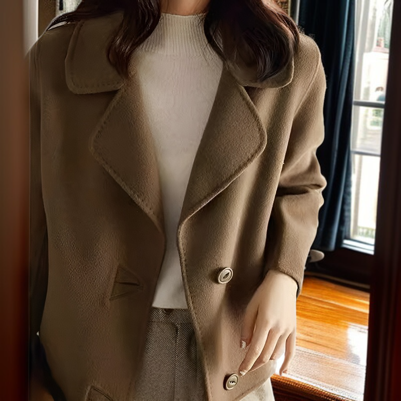 小柄女性向け秋新作ウールリバーシブルショートコート