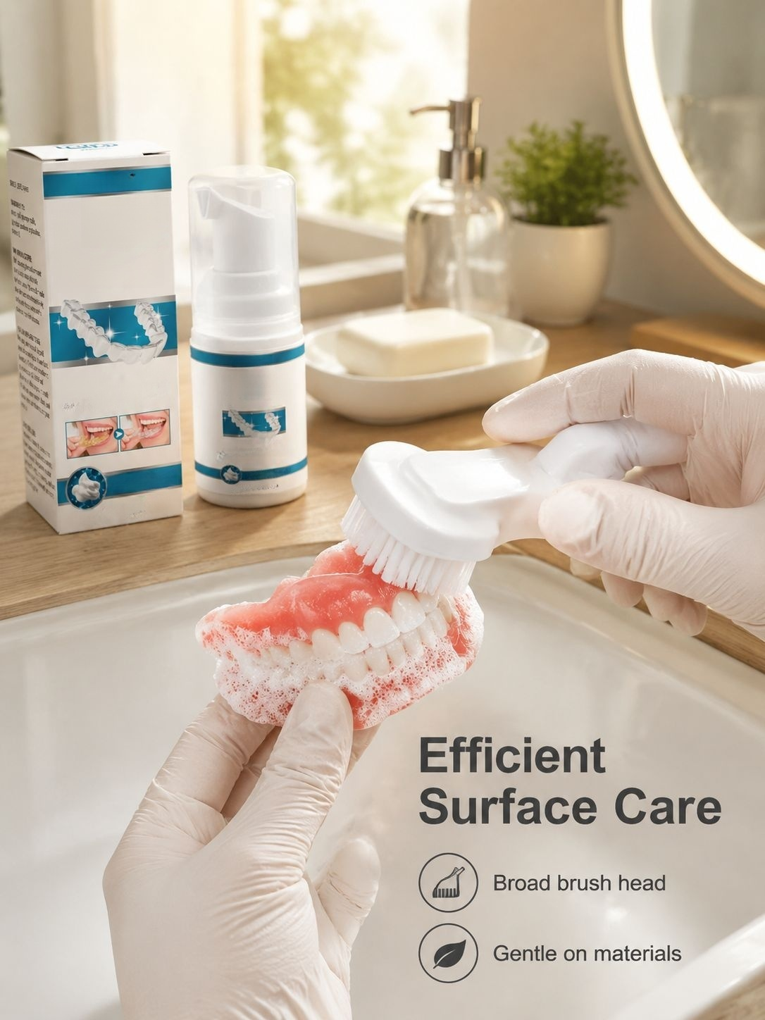 Before and after denture cleaning with EELHOE kit