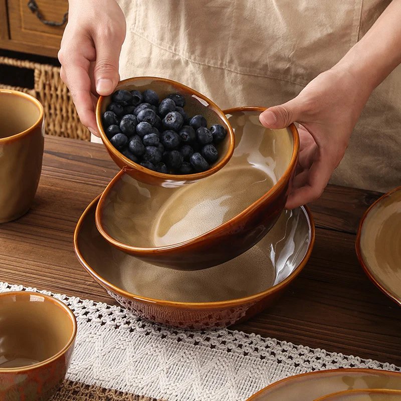 Colored Glass Ceramic Plate and Bowl Set