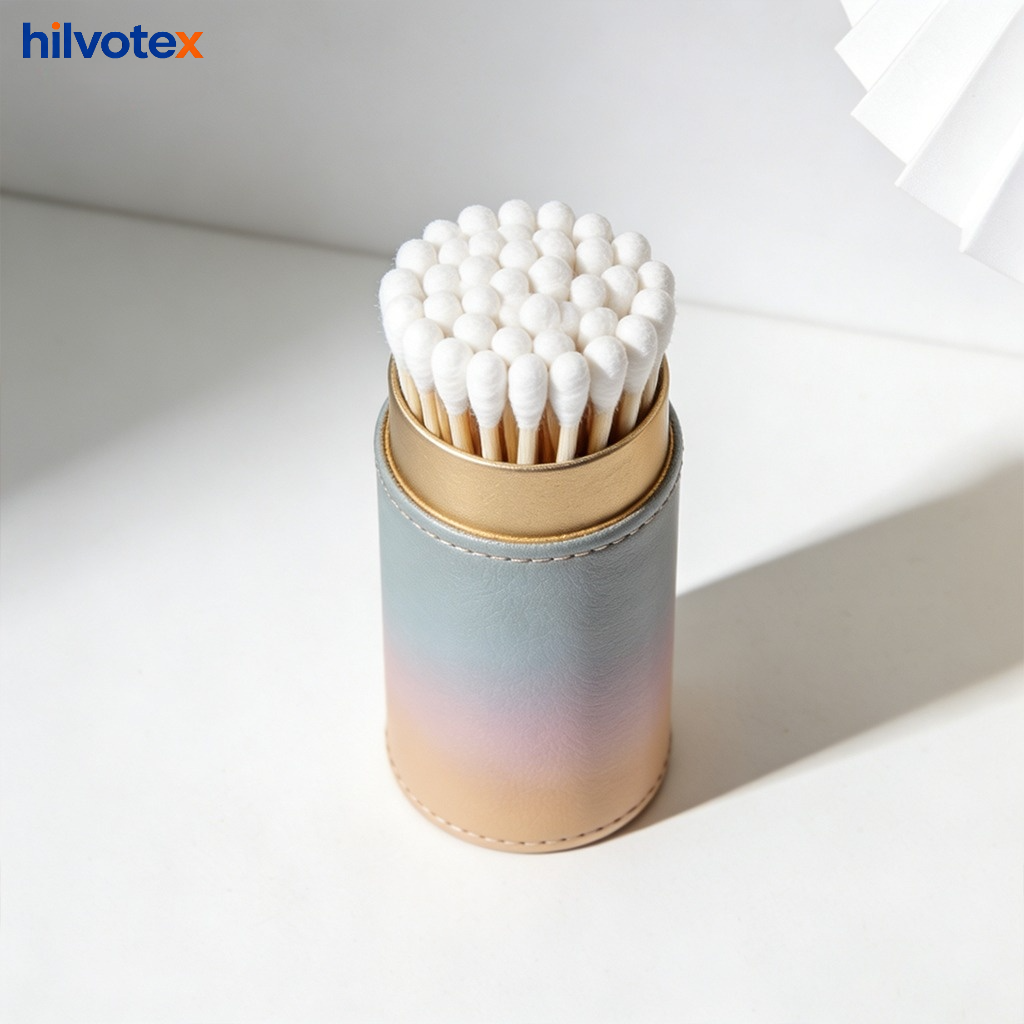 Leather portable cotton swab holder 5-pack stylish design