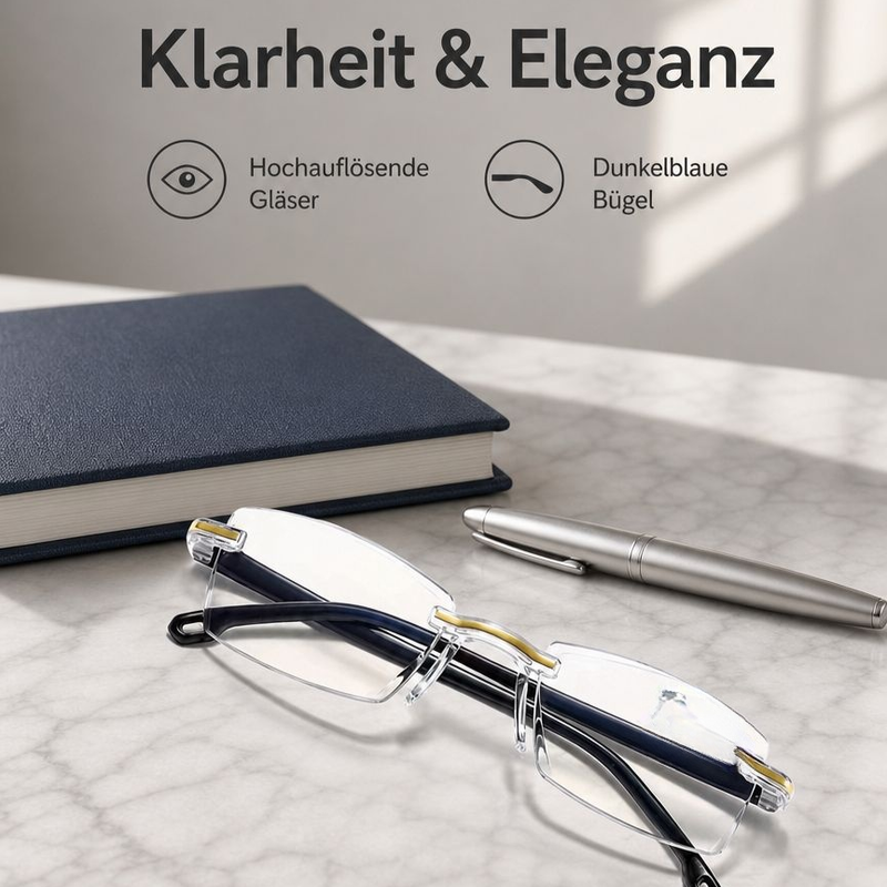 Randlose HD-Zoom-Lesebrille Modische Altersweitsichtbrille