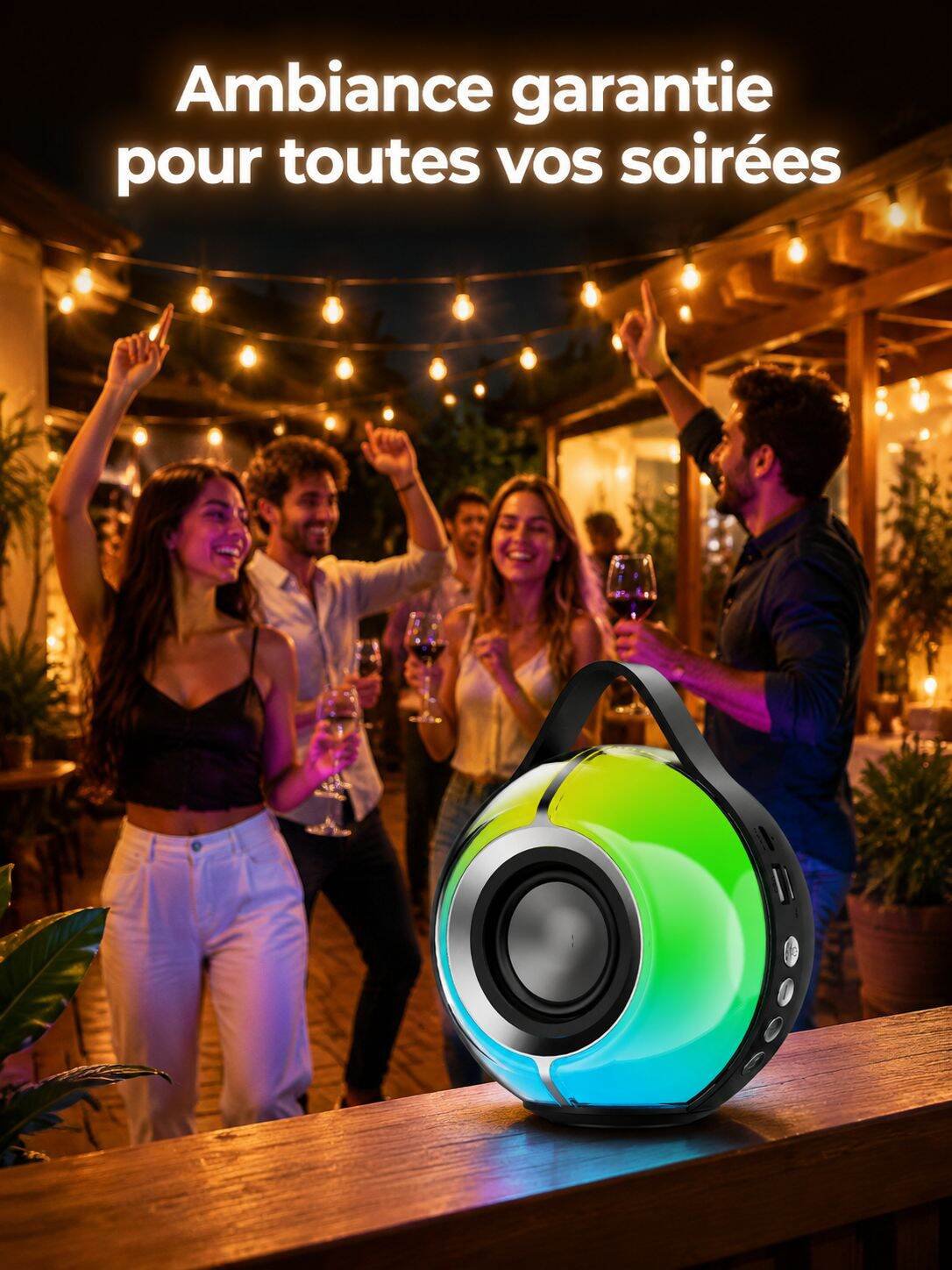 Enceinte Bluetooth portable d'extérieur avec éclairage RGB