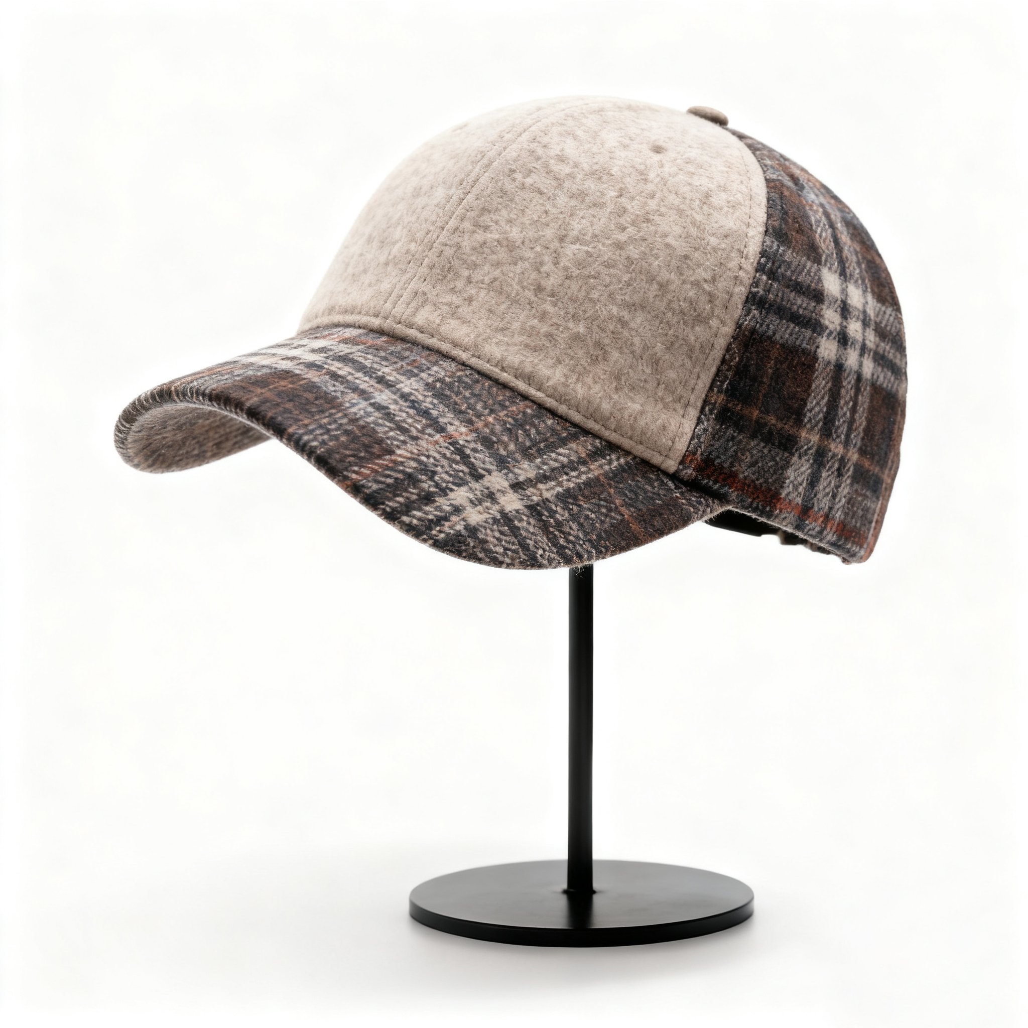 체크무늬 가을겨울 야구 모자