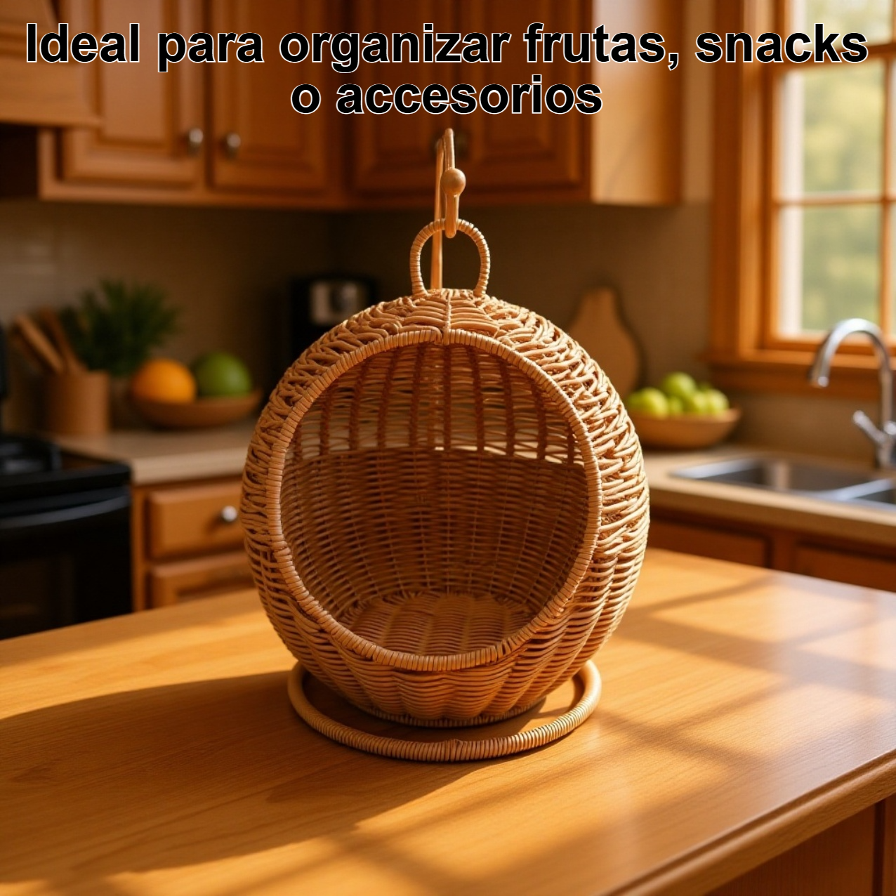 Cesta de frutas de escritorio tejida de imitación de ratán