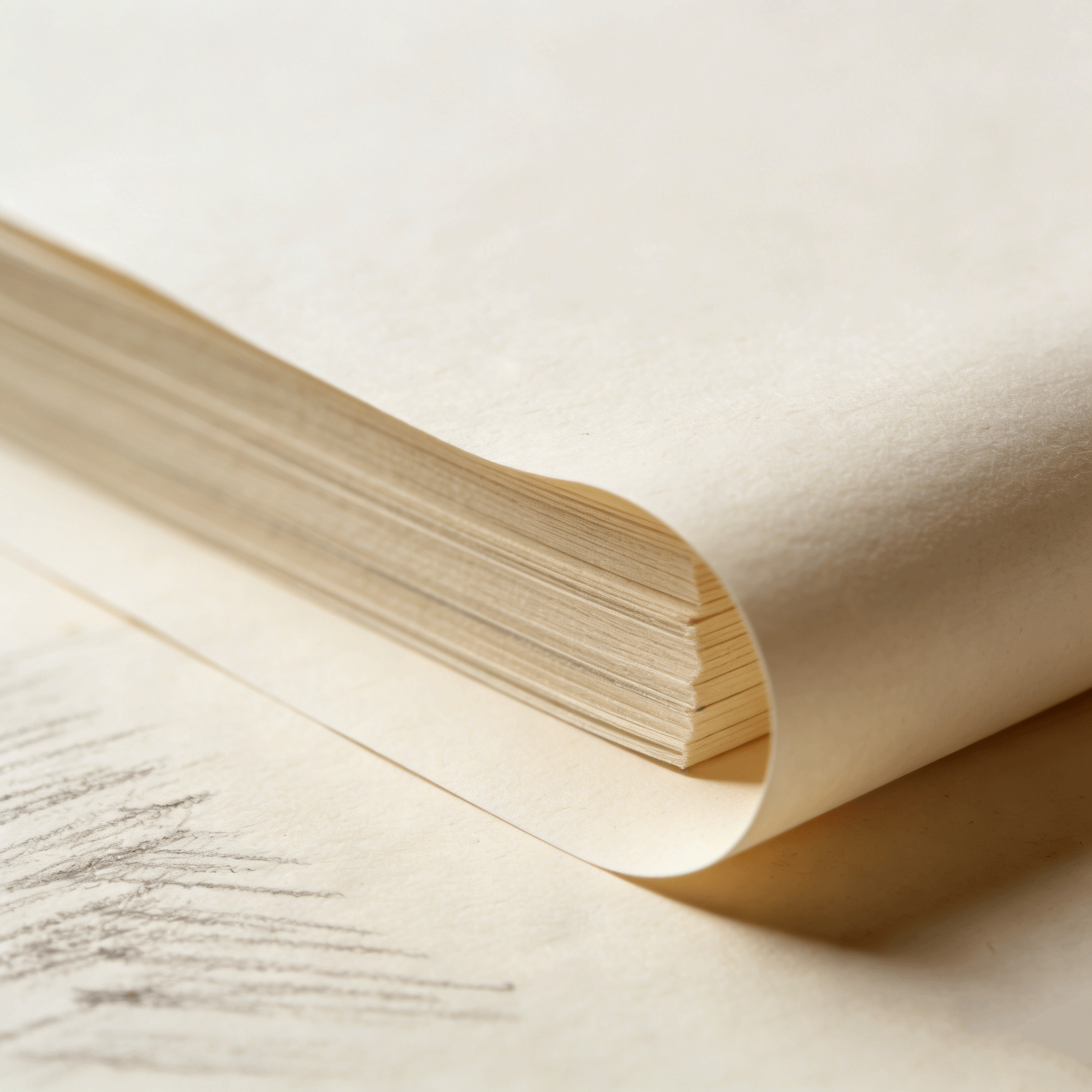 高品質スケッチ用紙の厚みを示す画像