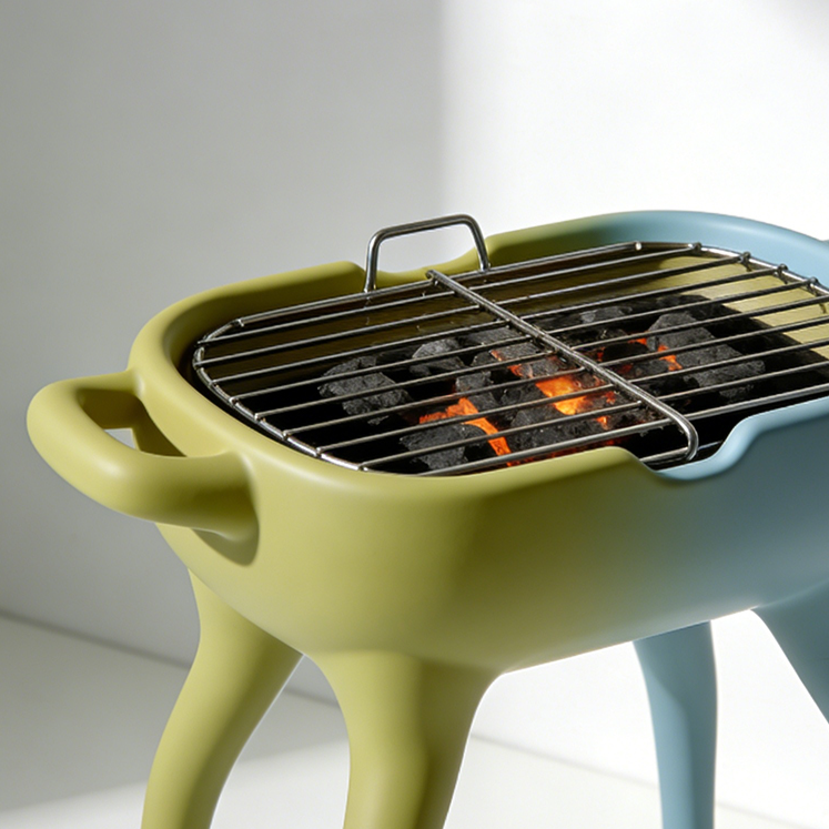 Kültéri grillsütő grillezés közben