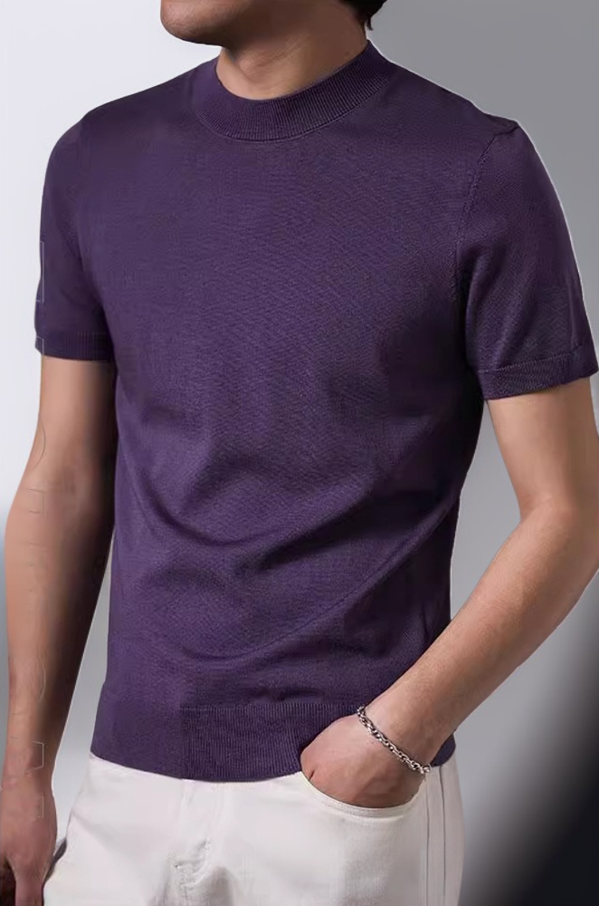 남자 순색 니트 면 레깅스 상의 라운드 통기성 정방 얇은 레깅스 상의 반팔 아이스 니트 레깅스 상의