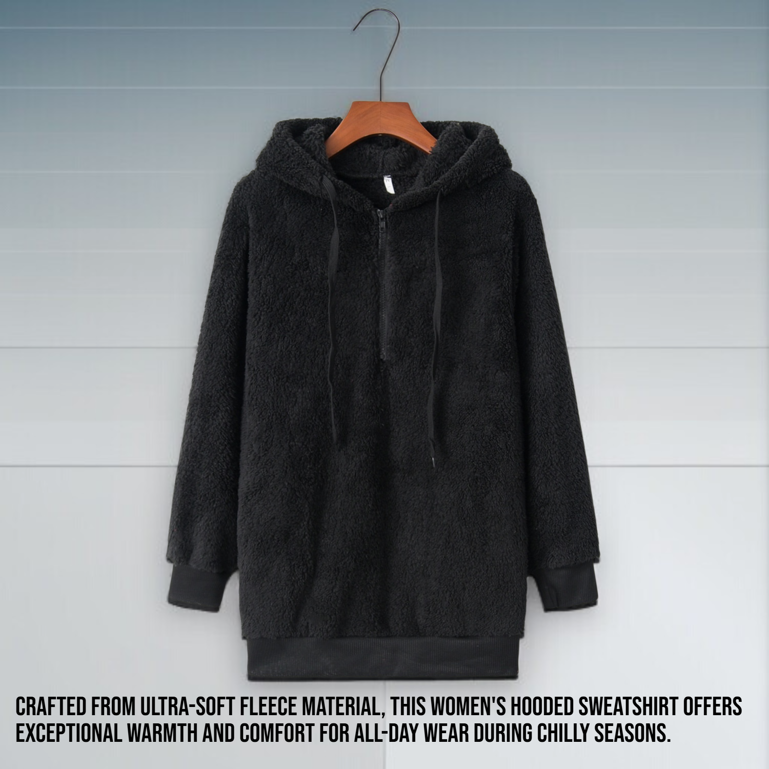 Women's long sleeved hooded fleece sweatshirt