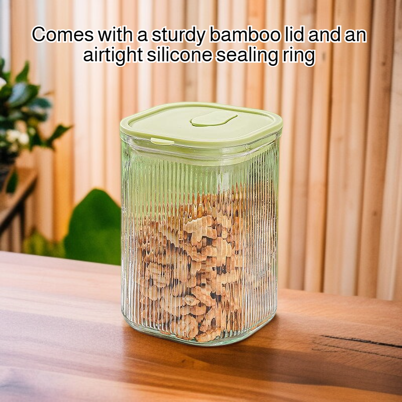 Transparent glass milk powder sealed jar bamboo cover dry goods grain snack glass storage jar kitche