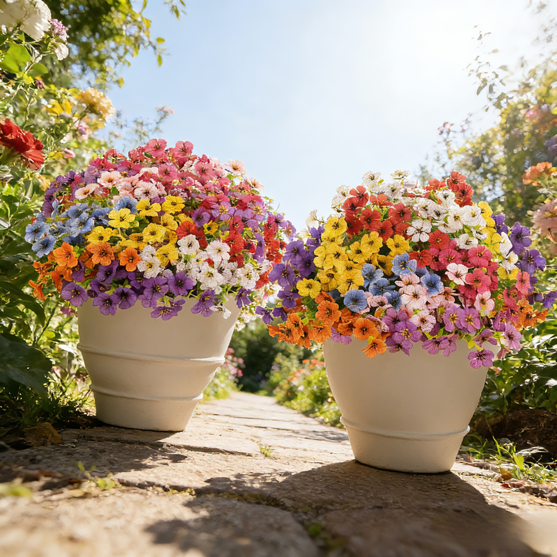 家居园艺装饰用7枝仿真尤加利紫罗兰花