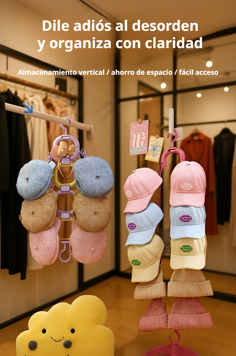 Estante Dopamina para ropa y sombreros en sala moderna