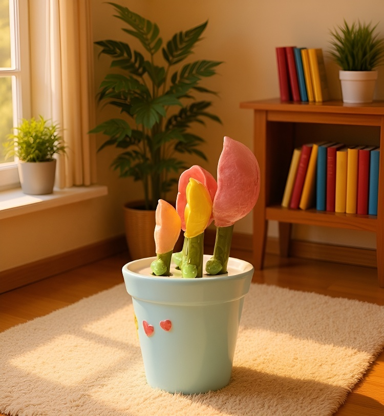 Cucharas medidoras decorativas de pétalos en uso para hornear