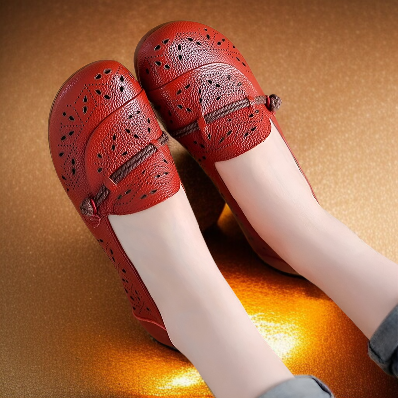 펀칭 에어로쿨 쿠션 엄마 신발 여성 중장년 컴포트화 앞코 소가죽 펀칭 샌들 구멍