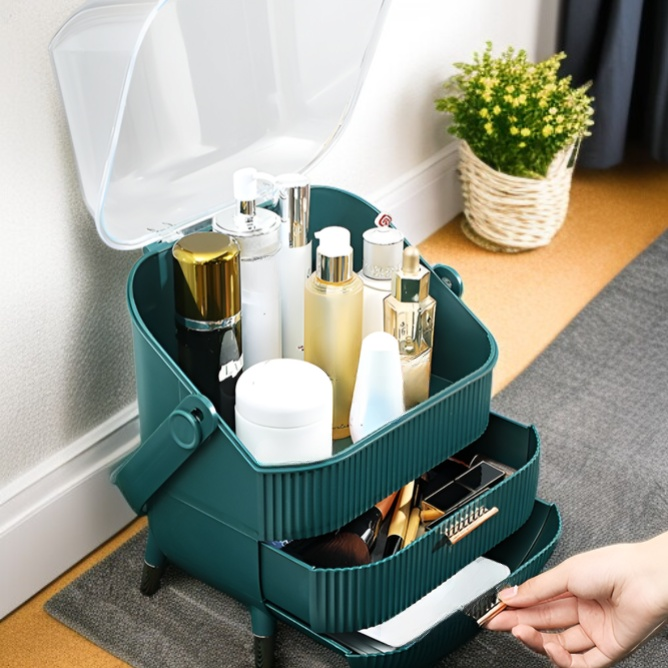 Large Capacity Multifunctional Dustproof Waterproof Cosmetic Storage Box