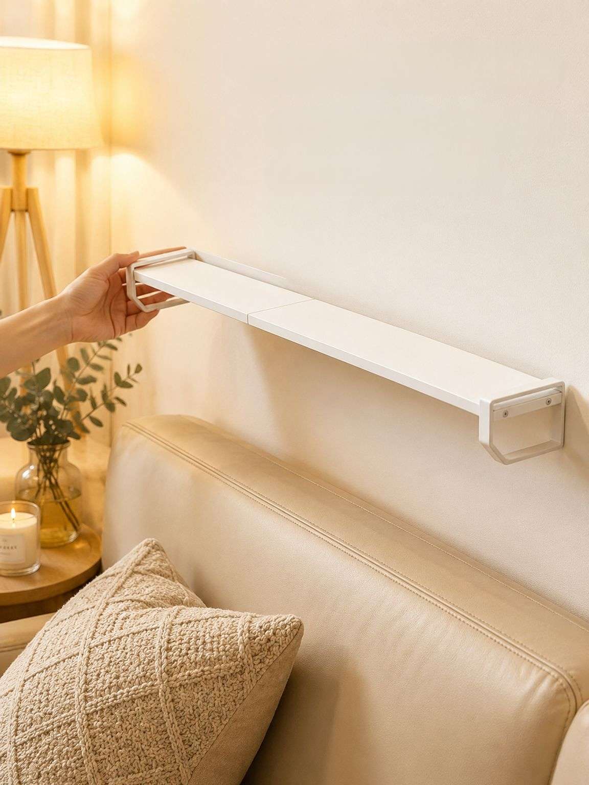 Bedside gap shelf for keeping essentials within easy reach
