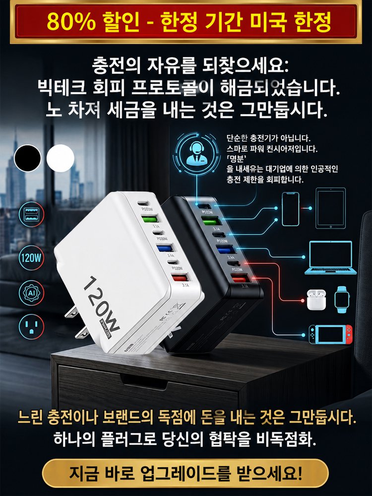 【휴대폰 본래 속도로 복원】6포트 고속 충전기