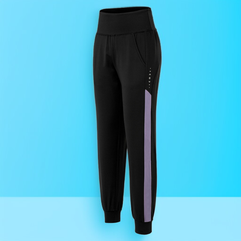 ジムカジュアルスポーツレディースルーズパンツ、速乾性、超弾性、折り返し付きヨガ9点パンツ、足首付きハイウエストスウェットパンツ