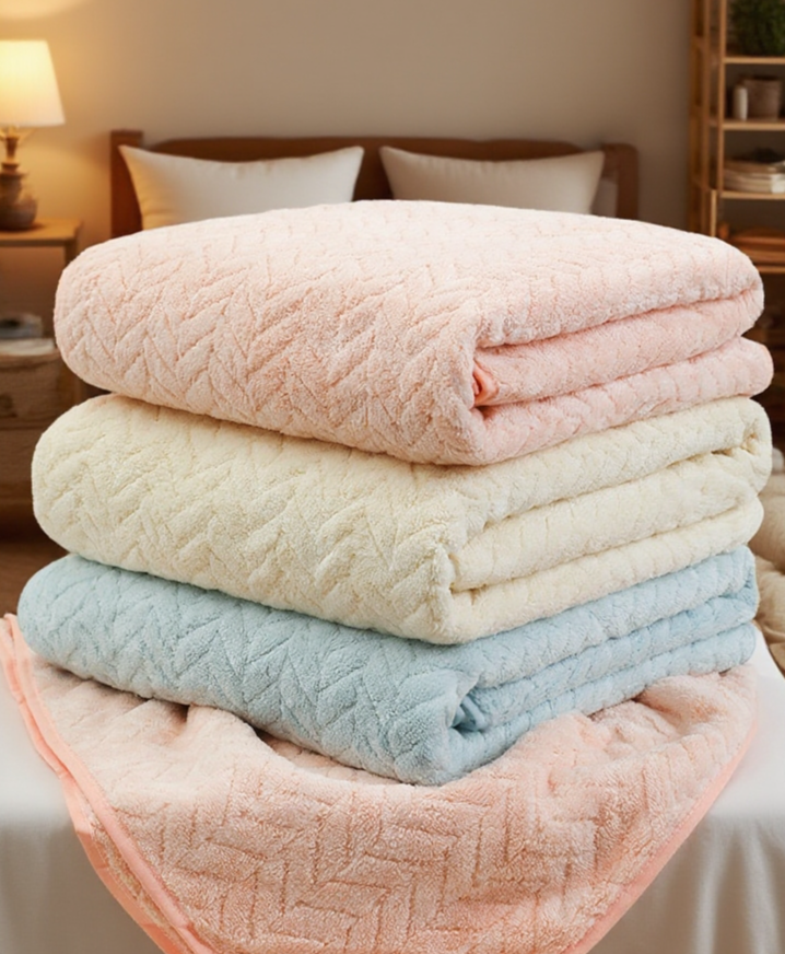 여러 가지 색상의 코랄 수건 세트