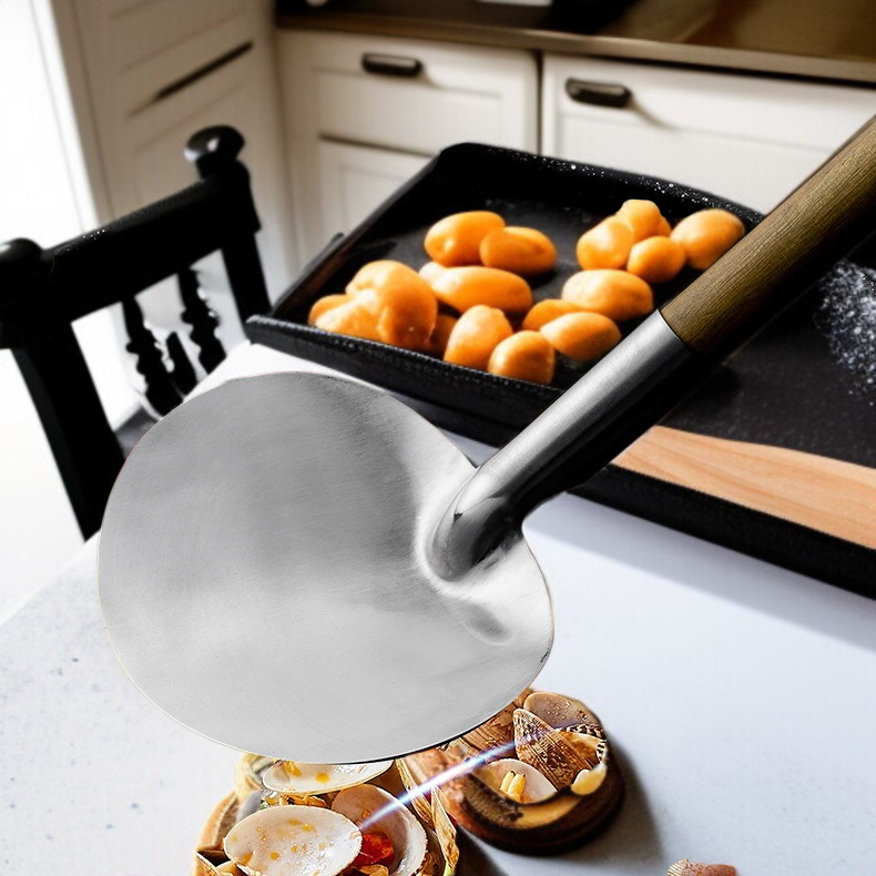 농가 토가 논스틱 냄비 나무 손잡이 둥근 주걱 모자 볶음 주걱 냄비 나무 손잡이 둥근 주걱