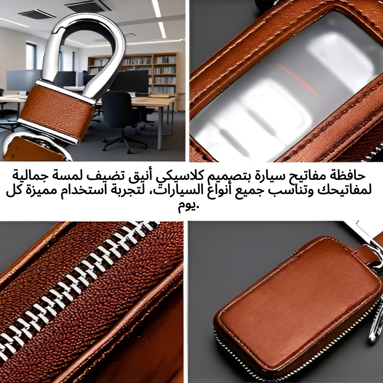 حافظة مفاتيح سيارة مع نافذة مرآة، تصميم كلاسيكي، مناسبة لجميع السيارا