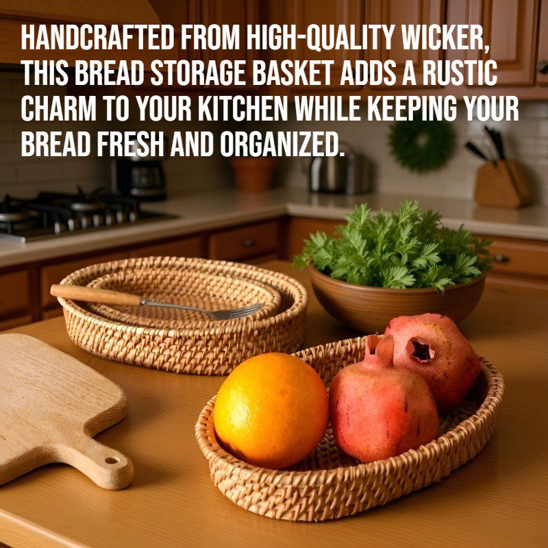 Wicker bread storage basket