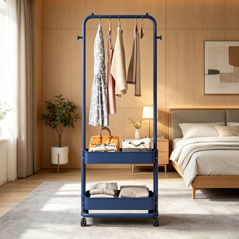 Standing Coat Rack Set, Nordic Integrated Clothes & Hat Rack for Bedroom Storage