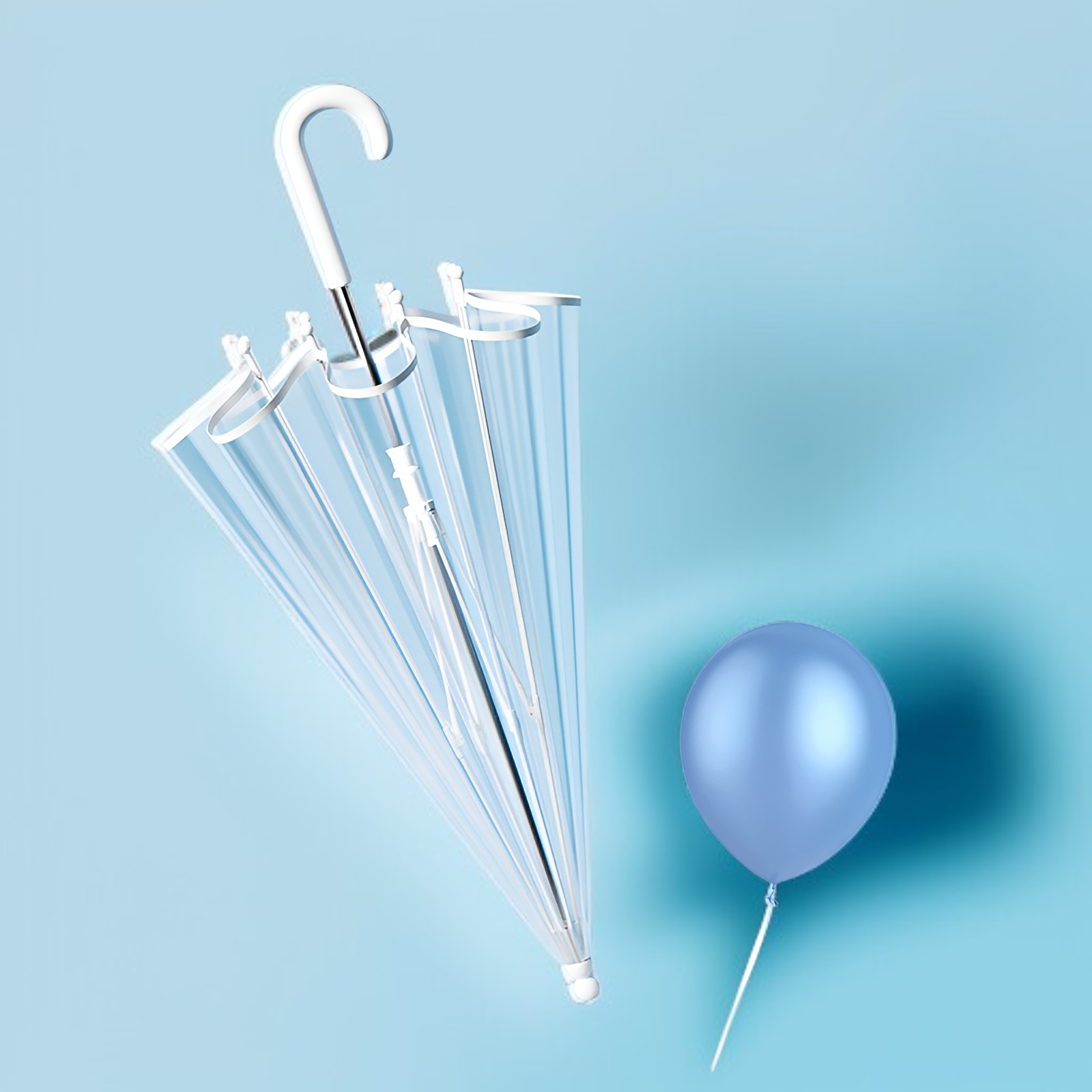 超軽量子供用透明傘・男の子女の子小学生向け安全ロングハンドル