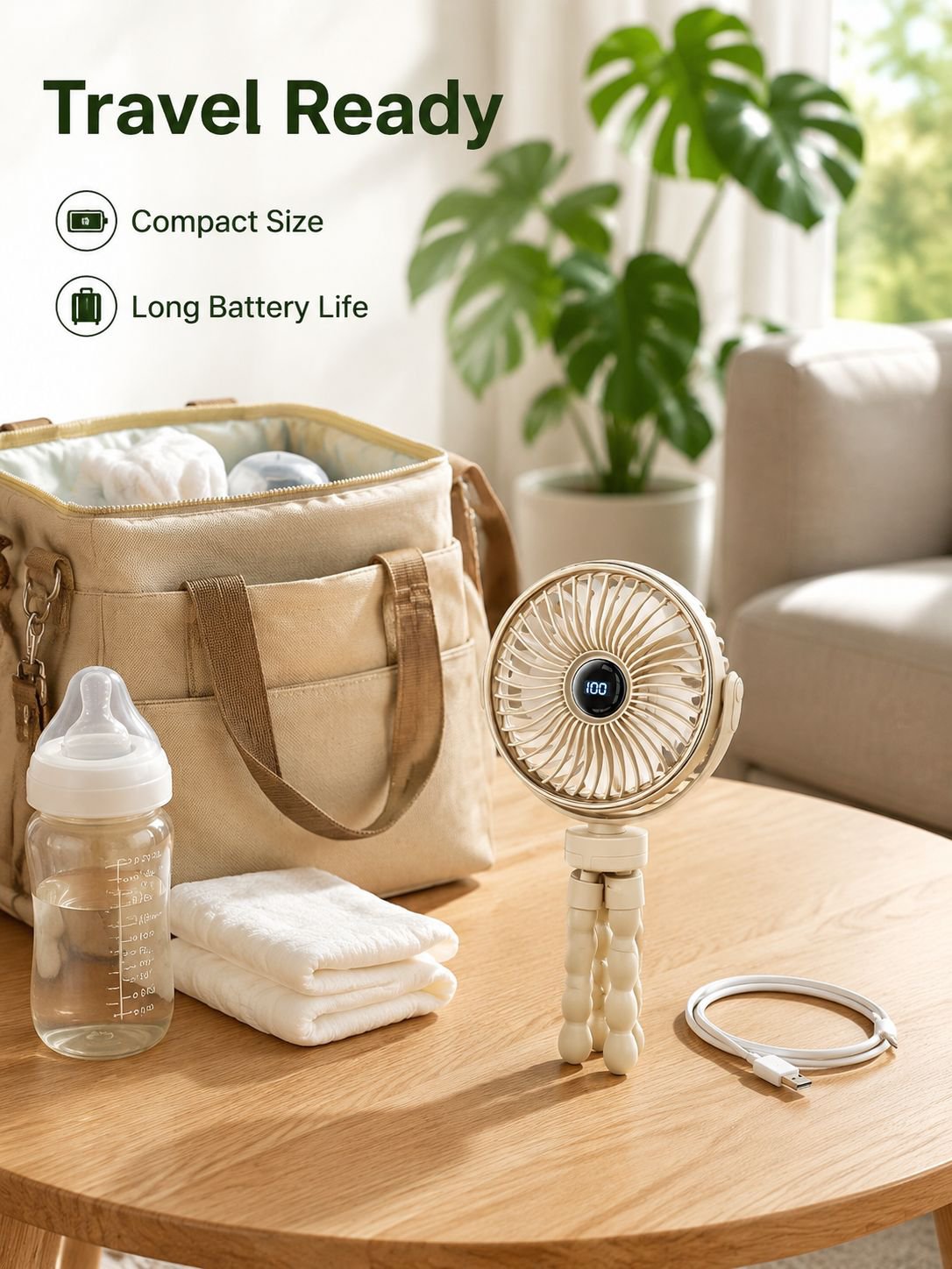 Silent Stroller Fan for Kids Rechargeable Portable Octopus Clip Fan