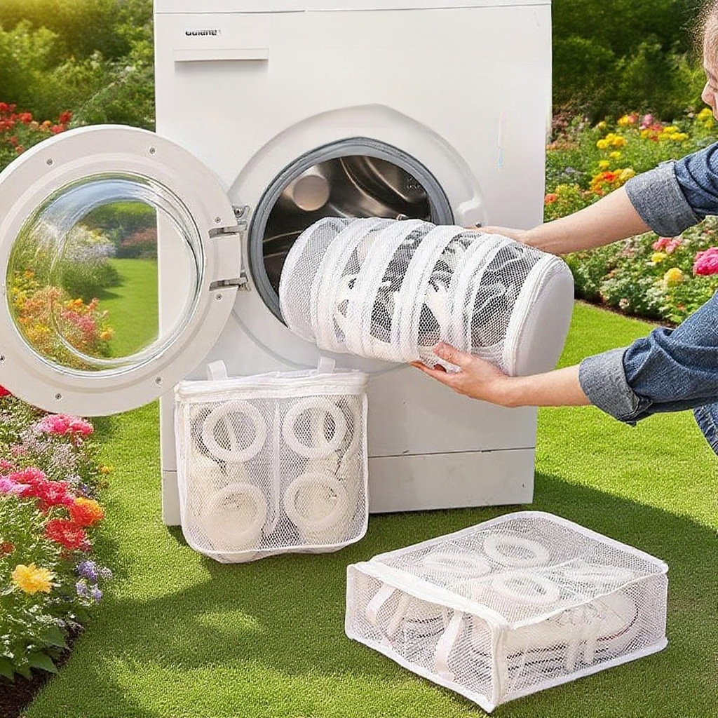 Mesh shoe cleaning bag