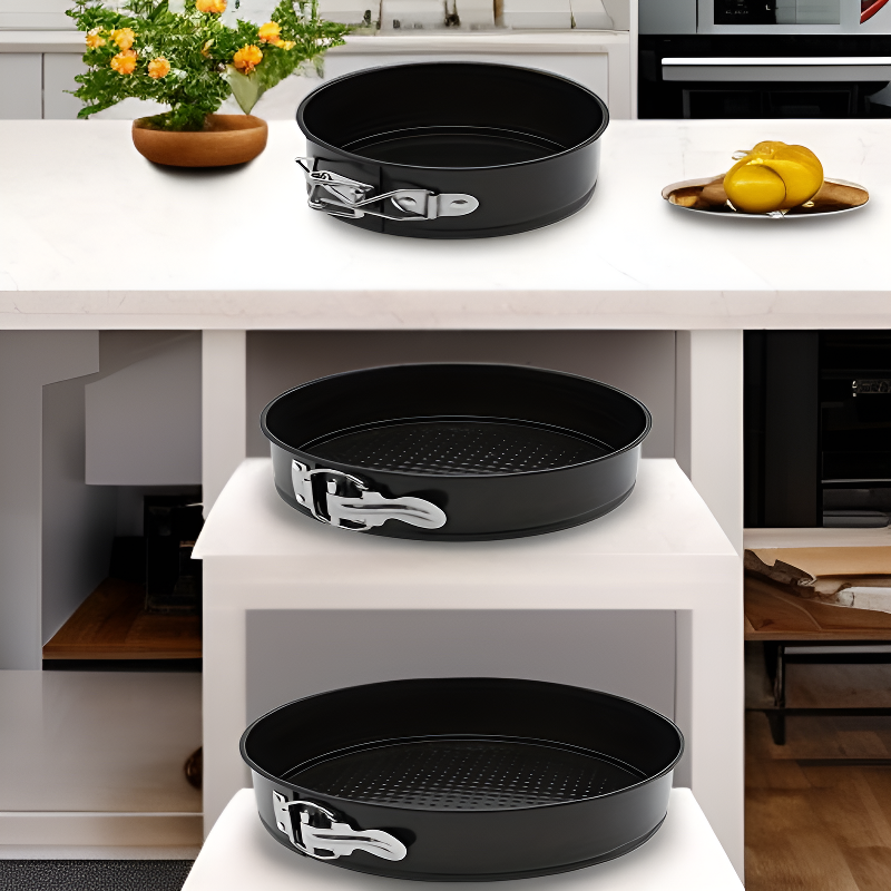 แม่พิมพ์เค้กคาร์บอนสตีลไม่ติด ชุดสามชิ้น อุปกรณ์เบเกอรี่ในครัว